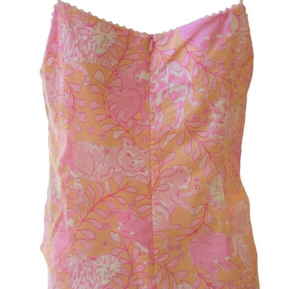 Lilly Pulitzer 2 Piece Skirt and Blouse Set, Pink and White with Cats, Sz 10/ 12 - Picture 6 of 10